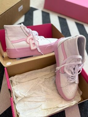Barbie Vans White and Light Pink High-Top Sneakers